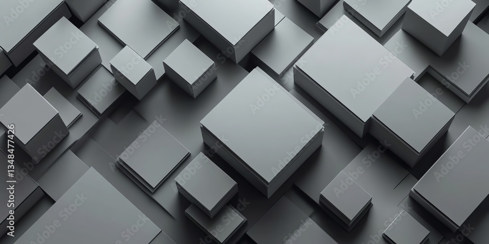 Poster abstract geometric background with gray cubes and modern design element