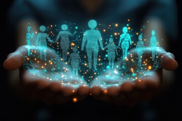 Customer Relationship Management Technology Visualization Holographic Interface Businessman Community Network