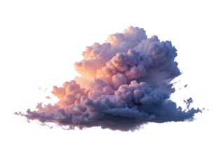twilight cloud. close up of dusk clouds isolated on transparent or white background