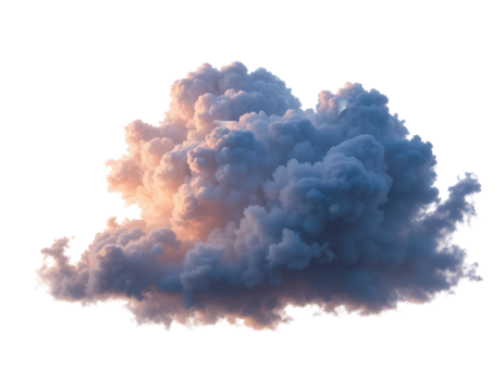 close up of dusk clouds isolated on transparent or white background