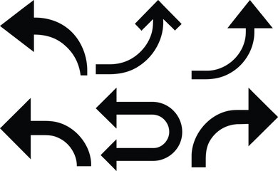 A set of gold vector arrows, icons, and symbols in a 3D circle design