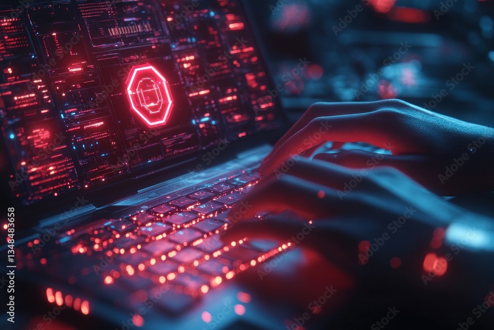 Poster cybersecurity alert fraud detection threat virus warning malware scam protection safety software net