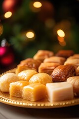 Delicious assortment of traditional sweets, beautifully arranged