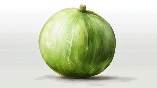 Green coconut PNG of tropical fruit illustration isolated on transparent background for exotic food digital artwork