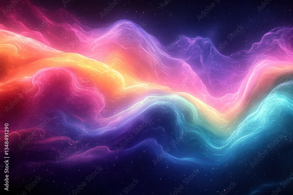 Poster futuristic abstract neon wave lines glowing dynamic background with pink blue bokeh lights data tran