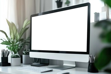 High Resolution Image of Close Up on Computer on White Desk