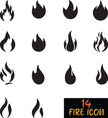 Fire icon vector set. Fire flame symbol. Flame icon collection.
