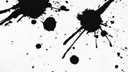 Abstract ink splatter on white background creates striking visual contrast