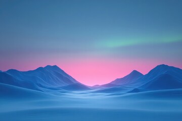 Fototapeta premium Majestic mountains bathed in ethereal hues under shimmering Nort