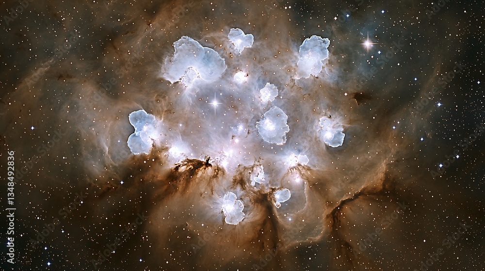 Sticker an image shows a beautiful cosmic nebula in outer space
