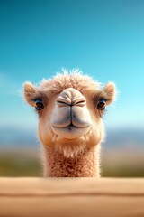 Obraz premium adorable Bactrian camel baby mascot, representing the Gobi red camel,