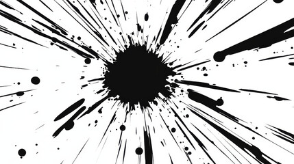 Dynamic black ink splatter creates abstract background with energy