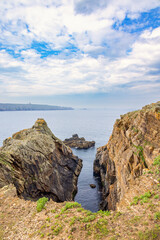 Rock formations at a scenic seascape view
