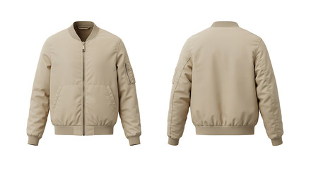 Bomber Jacket Mockup Displaying Front and Back on White Background