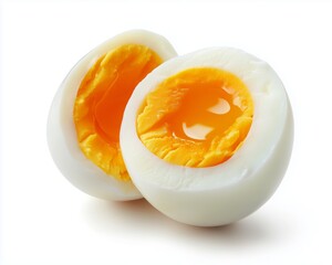 Halved boiled egg with a soft yolk