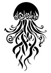 Art Nouveau jellyfish Graphic Accents, vector illustration, vintage elements	
