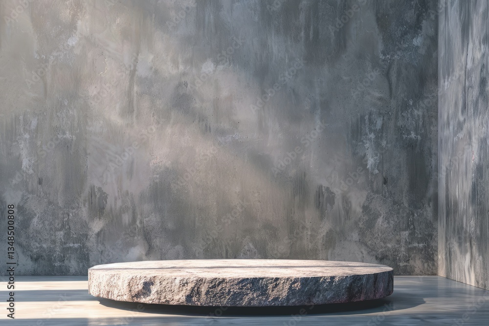 Poster high resolution of stone podium with empty space for displaying products