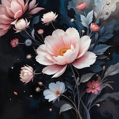 seamless background with pink lilies,AI-generated