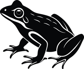 American Bullfrog silhouette Amphibian Croak Large Swamp Frog vector illustration
