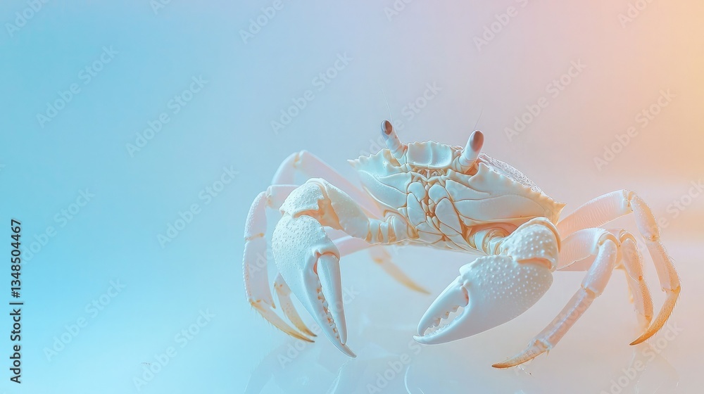 Poster A crab isolated on a soft gradient background with a light blue-to-white fade 