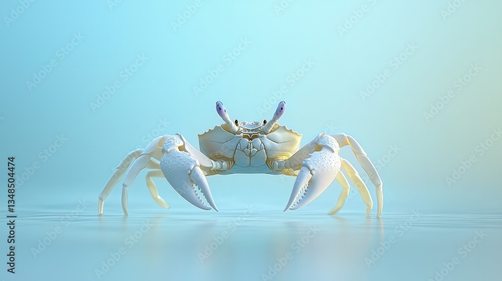Poster A crab isolated on a soft gradient background with a light blue-to-white fade 