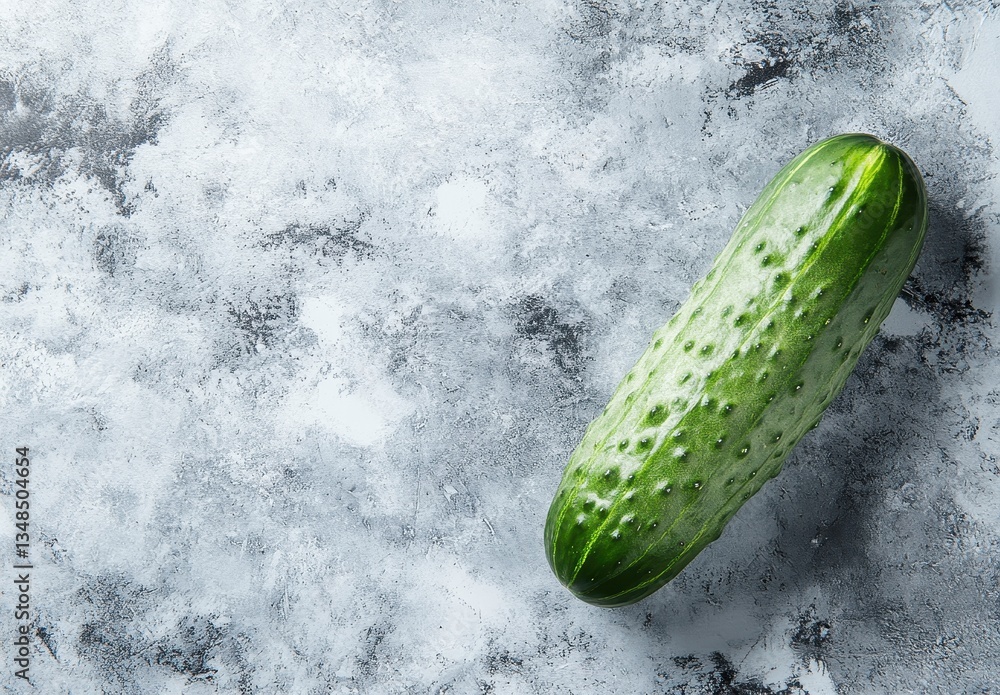 Poster fresh and crisp green cucumber placed on textured background with a soft color palette for healthy f