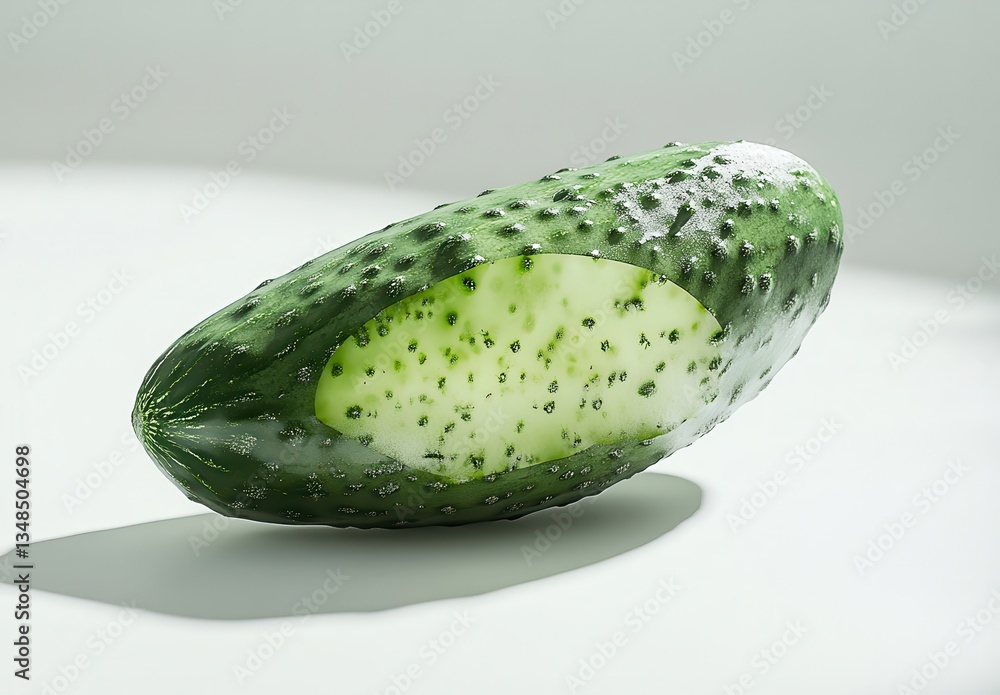 Aufkleber fresh and crisp green cucumber with a smooth texture and lively appearance on a light background for