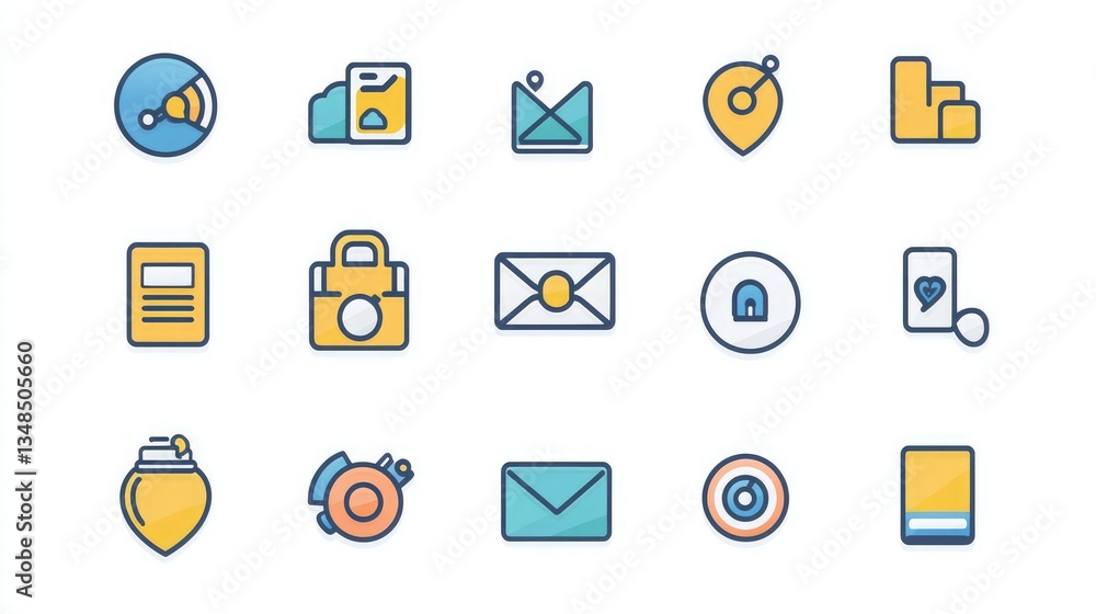Poster A creative thin line icon set, featuring basic yet sophisticated designs for use in mobile apps and websites. 