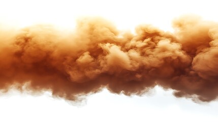 A thick cloud of orange smoke is depicted against white background