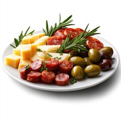 Assorted Cheese, Sausage, and Olives Plate