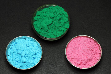 Different color placed in a bowl on occasion of Holi.