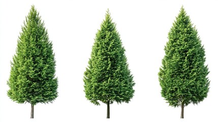 Green Thuja Trees Isolated Transparent PNG for Landscaping, Garden Design, and Nature Artwork