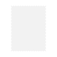 Empty gray frame with wavy edge. Postage stamp isolated on white or transparent background. Tag with space for text and design. Vector illustration. Sale label. Sheet of paper.