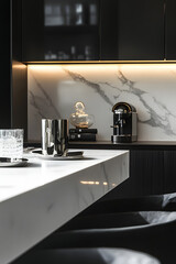 modern kitchen interior with marble counter
