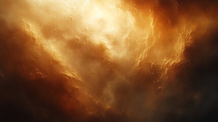 Abstract Golden Nebula Cloud Formation Glowing with Light and Texture
