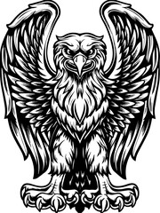 Naklejka premium Mythical creatures and demons in SVG vector format. Majestic Griffin Illustrative Design with Detailed Feather Texture