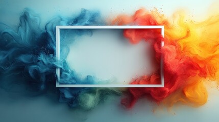 Watercolor Splash Frame Illustration Colorful Abstract Design Vibrant Artistic Rectangle Isolated on White Background