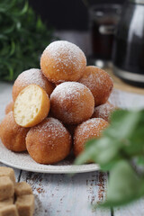 Quarkbelllchen, traditional German dessert made of cotton cheese and dough	