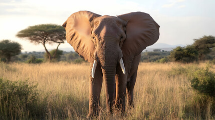 Majestic elephant in African savanna