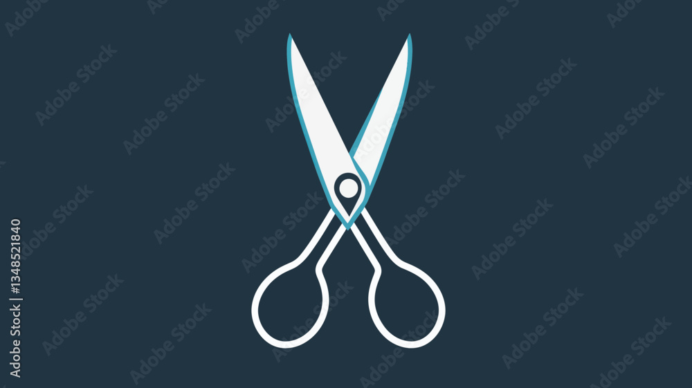 Poster scissors icon for cutting concept in minimalist thin line style - editable vector graphic for design