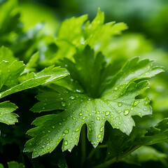 green leaf with water drops