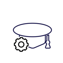 graduation icon. graduation cap toga vector with gear. explaining education, learning outcomes, bachelor. for events, celebrations, flyers. Line design style