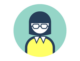 メガネをかけた人の丸いシンプルなカラーイラスト