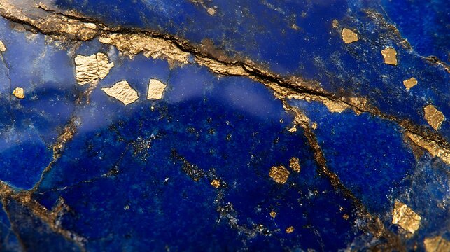 A detailed view of a lapis lazuli stone, showcasing its deep blue color and golden pyrite flecks