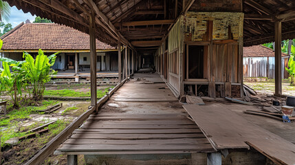 Fototapeta premium 朽ち果てた家屋の静寂