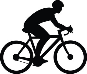Naklejka premium Cyclist Silhouette Person Riding a Bicycle with Helmet, Sport, Fitness, Exercise