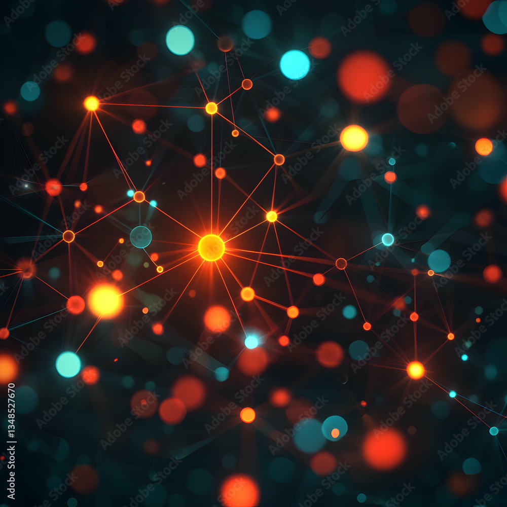 Aufkleber abstract blue plexus wave with glowing particles on a dark background. futuristic science and techno
