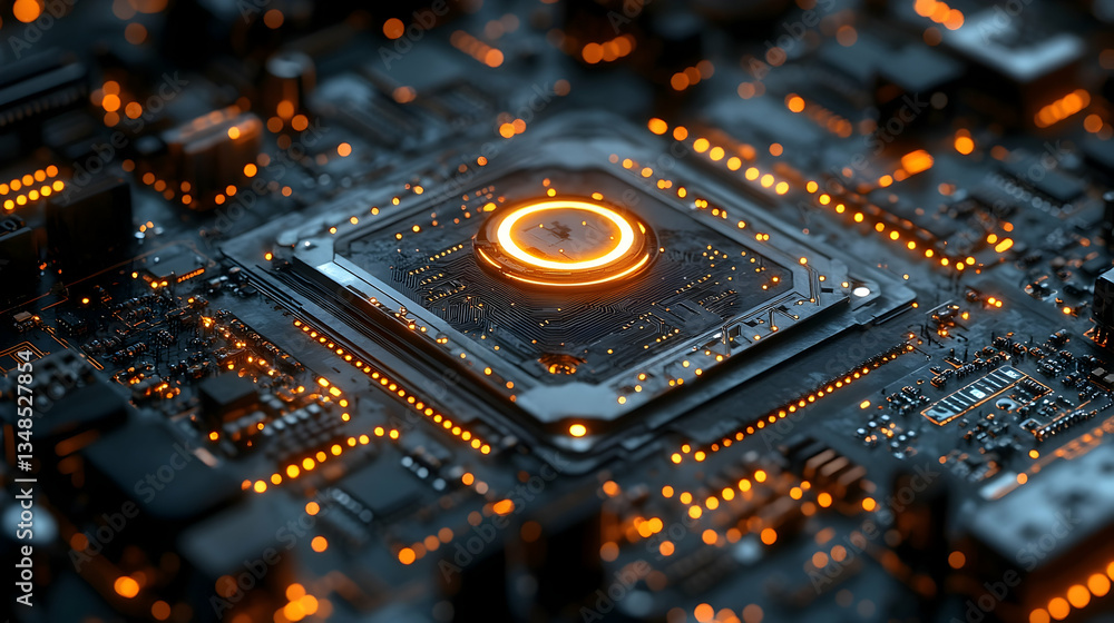 Poster close-up of a modern processor on a circuit board