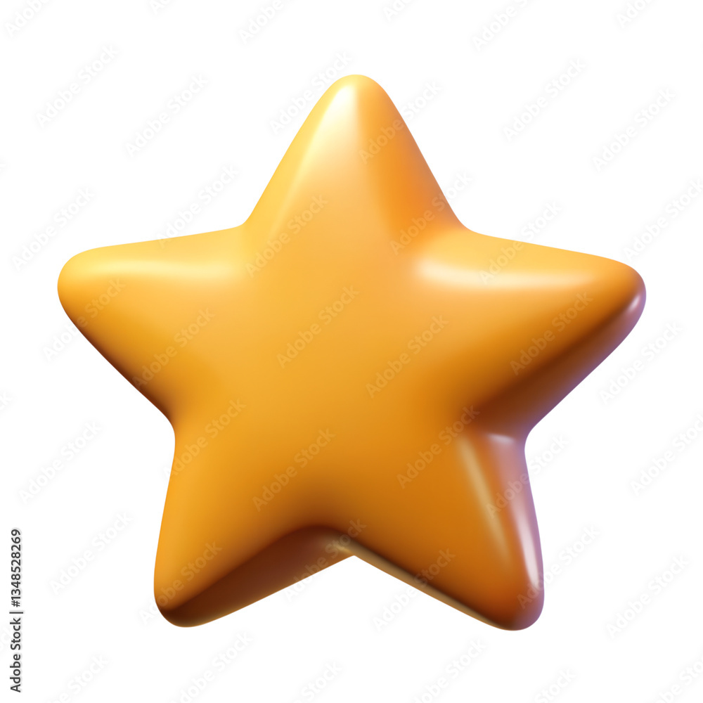 Poster a shiny orange 3d star graphic element perfect for game design or app interface