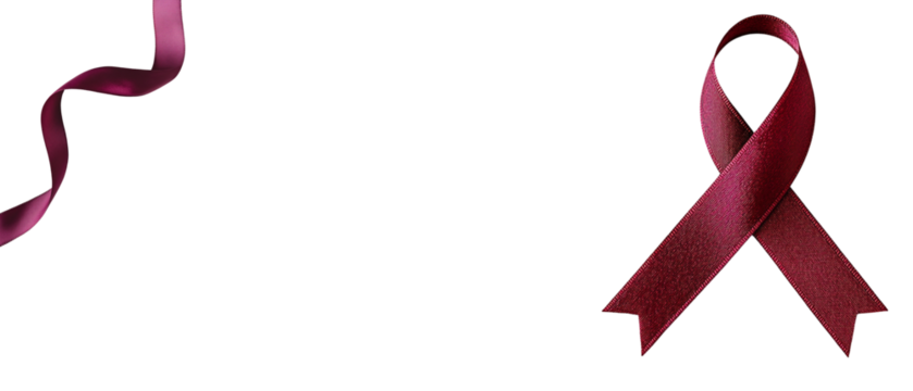 Moist burgundy ribbon on a white background